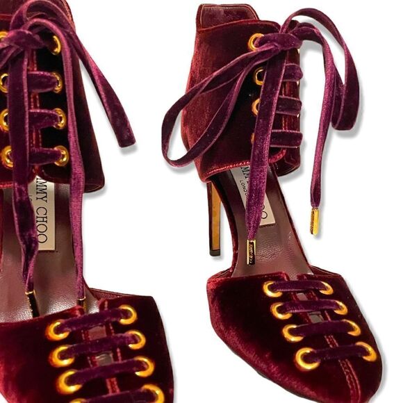 Jimmy Choo Velvet lace-up Tie Heels |Size:IT38| - Picture 4 of 12